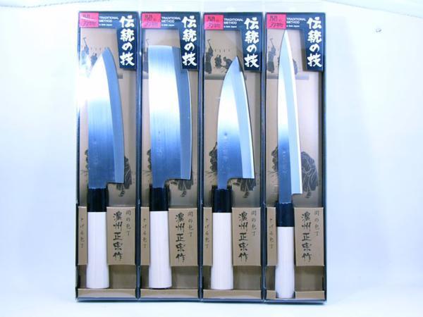濃州正宗作 白木 包丁 和包丁 白木柄 4種フルセットセット 白木（菜切 
