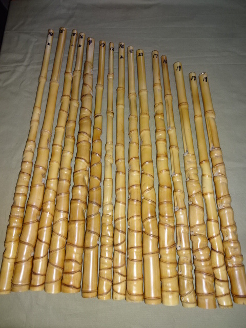 和竿製作用 布袋竹グリップ用 長め ジャンク品15本 火入れ済み太さ14