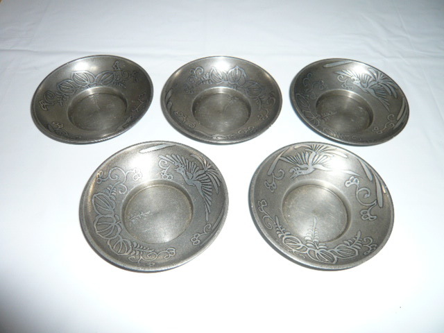 **　錫製　茶托　間村自造　5客　** 煎茶道具 間村自造 錫製 間村自造錫製圓式茶托五客\u2044合箱 日本最大二手網購平台 煎茶