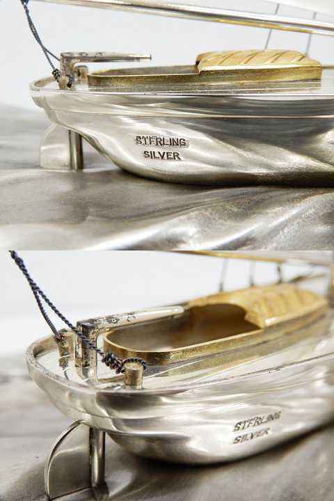 ○銀製置物 ヨット STFRLING SILVER 帆船 総重量 3220g シルバー