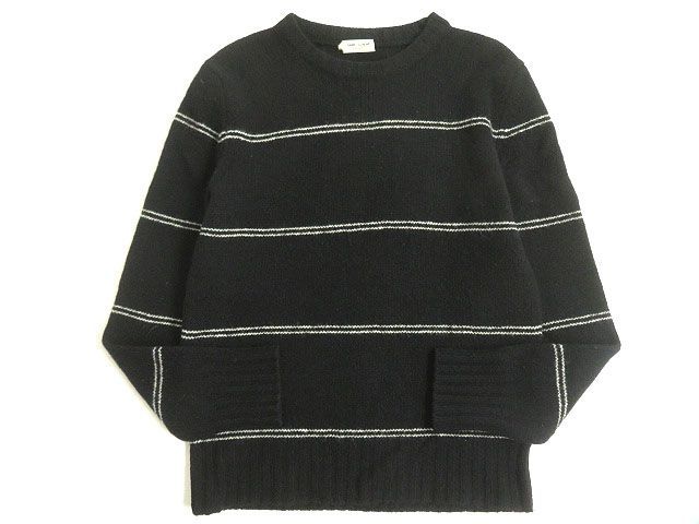 良品◎サンローランパリ 352828 ボーダー柄 カシミヤ混 クルーネック 