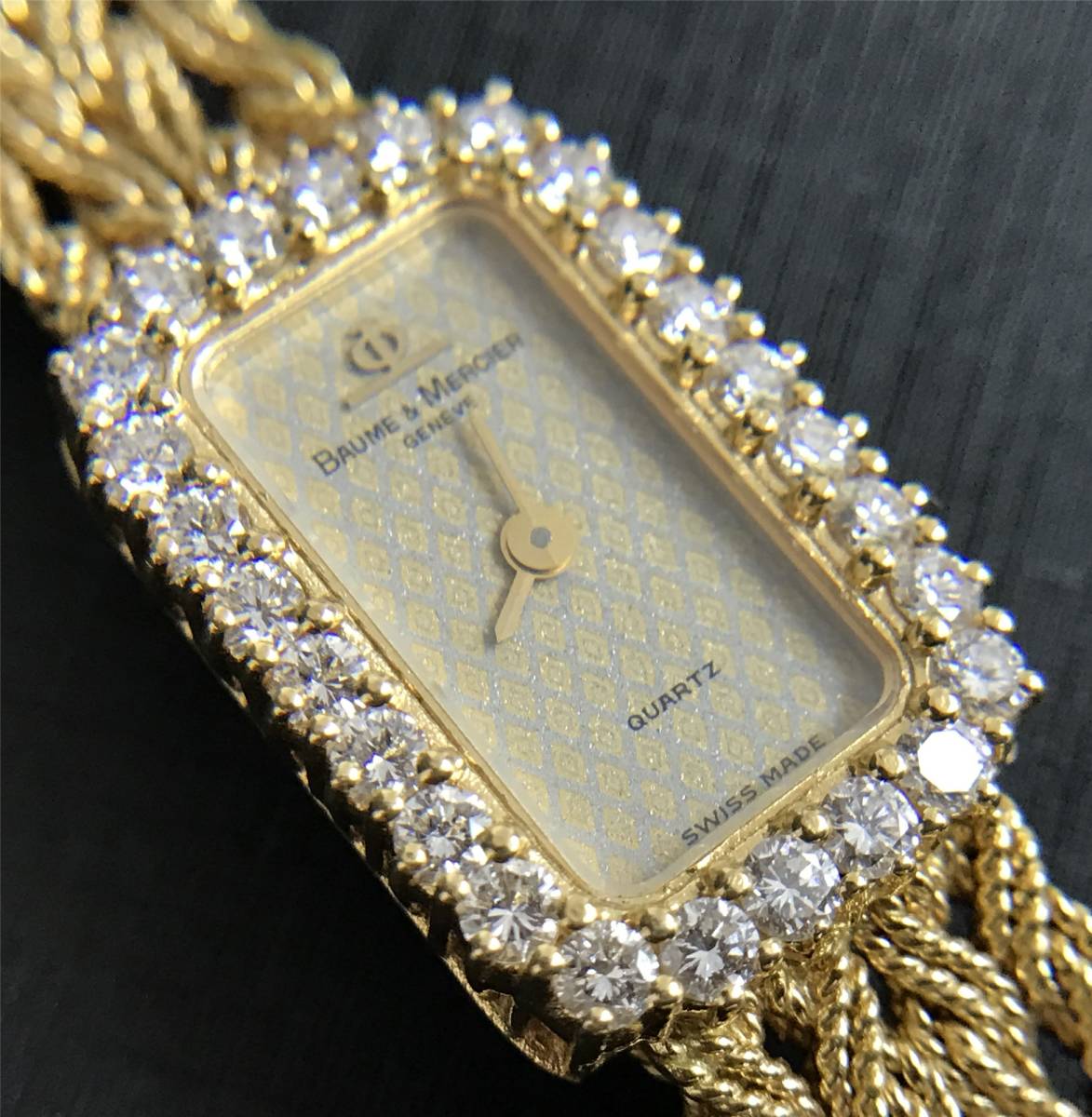 １円～BAUME＆MERCIER ボームアンドメルシエ K18YG オリジナルダイヤ クォーツ　レディース　腕時計 約31.2g ジャンク品