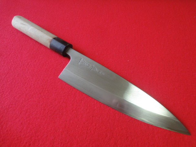 正本総本店】出刃包丁 刃渡20.7㎝ 全長37.3㎝ 峰厚9.5㎜ 片刃 ※中古品