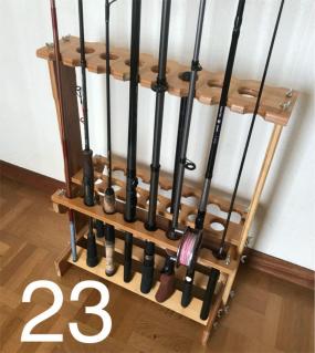 品質保証，限定SALE 23本収納可能 木製ロッドスタンド 23本収納可能 組立品 釣り具 釣り竿スタンド 竿立て リールつけたままＯＫ(ロッドスタンド)｜売買されたオークション情報、yahooの商品情報をアーカイブ公 ロッドスタンド