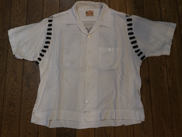 美品 50's Air flo ボウリングシャツ L ホワイト エアーフロー 開襟