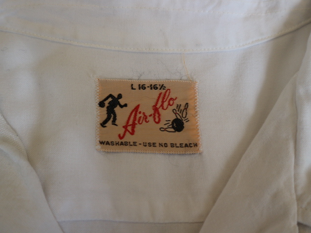 美品 50's Air flo ボウリングシャツ L ホワイト エアーフロー 開襟