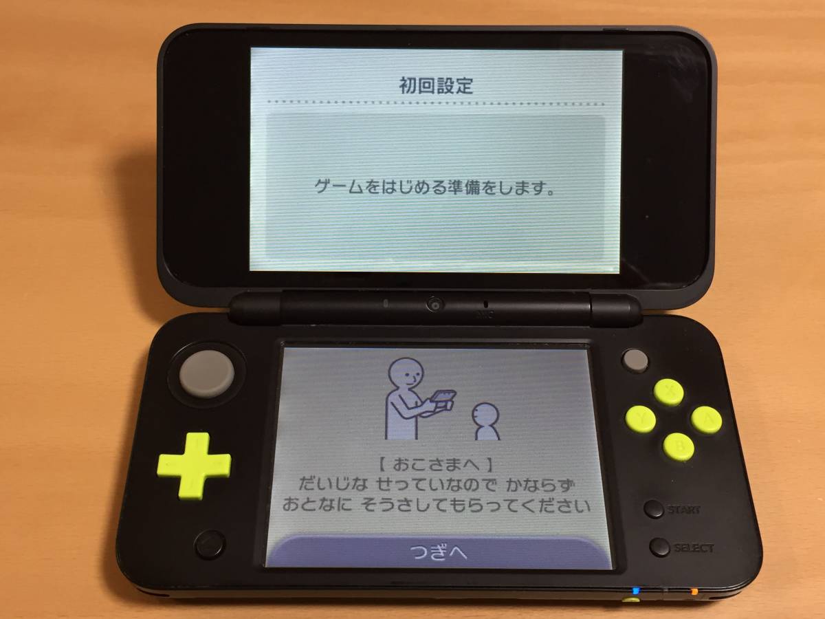 1円スタート 『Newニンテンドー2DS LL ブラック×ライム 本体のみ』 動作良好 Nintendo 任天堂