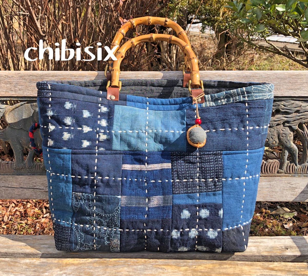 古布 chibisix | 竹の持ち手バッグ バッグ Yahoo!オークション