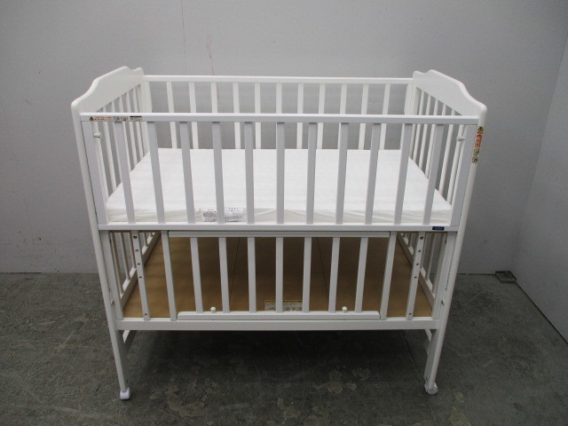 katoji ベビーベッド ホワイト マットレス付き ベビー家具・寝具