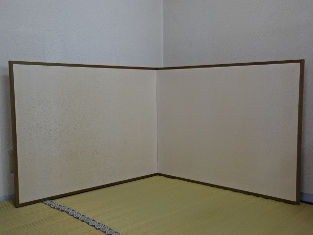 両面使い ☆茶室に！金梨地 桑縁風炉先屏風桑縁 一面の幅93.3×高さ72.5 