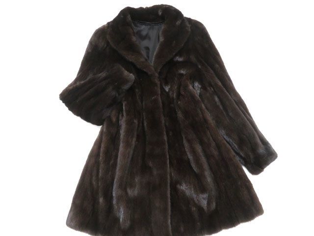 〇毛並み極美品▽BLACKGLAMA MINK ブラックグラマ ミンク 本毛皮コート