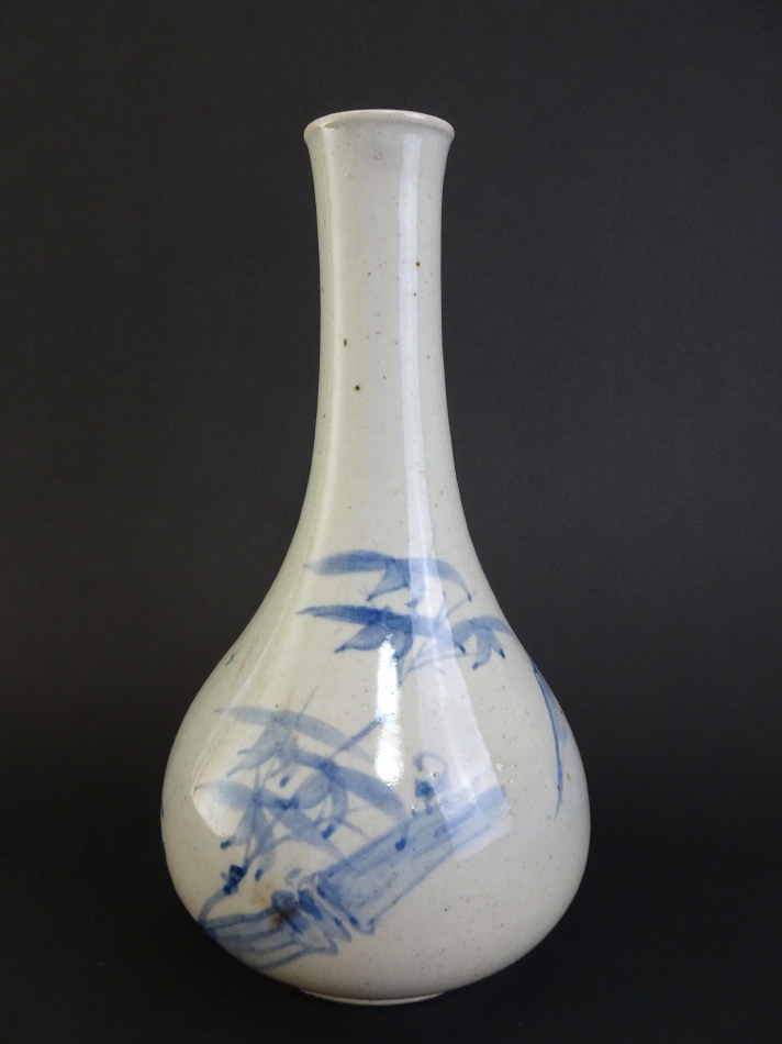 GE】E265【コレクター所蔵品】李朝染付丸壺 /朝鮮 李朝 壷 美術品 古