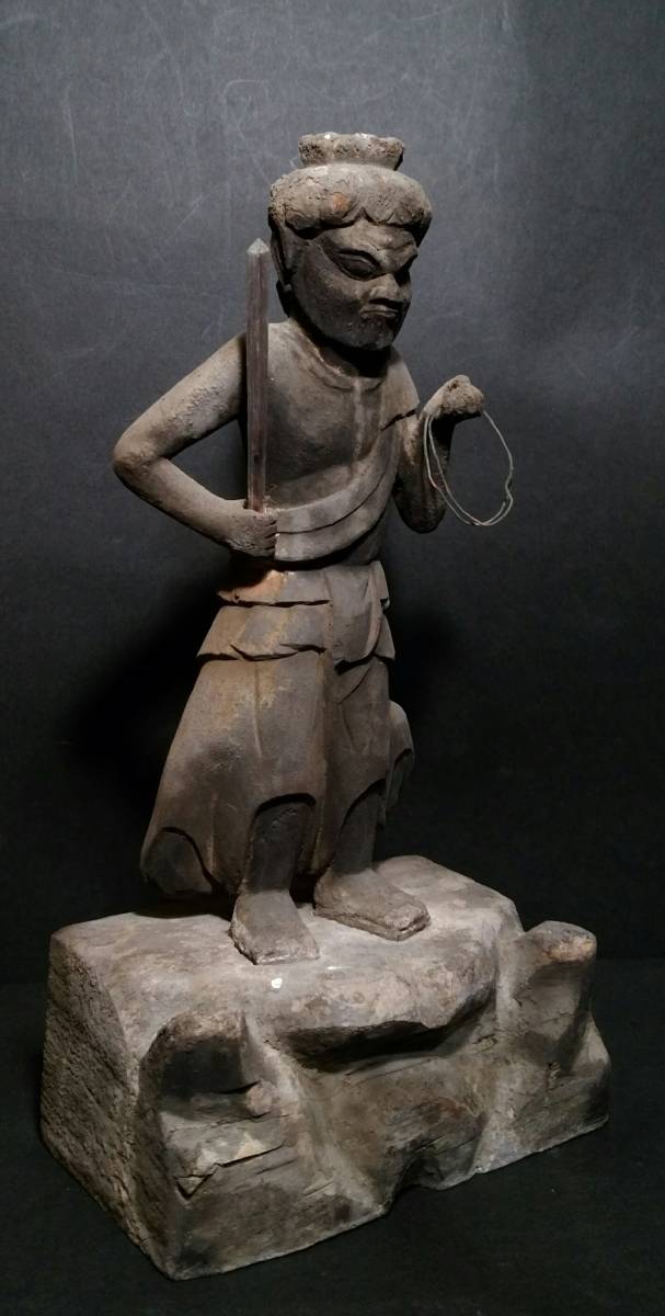 枯木　古木　木製仏像台 黒漆塗り　波濤彫刻　古美術　骨董 古美術柳 時代 地蔵菩薩立像 木造彩色 APPS 鎌倉～室町時代 念持仏