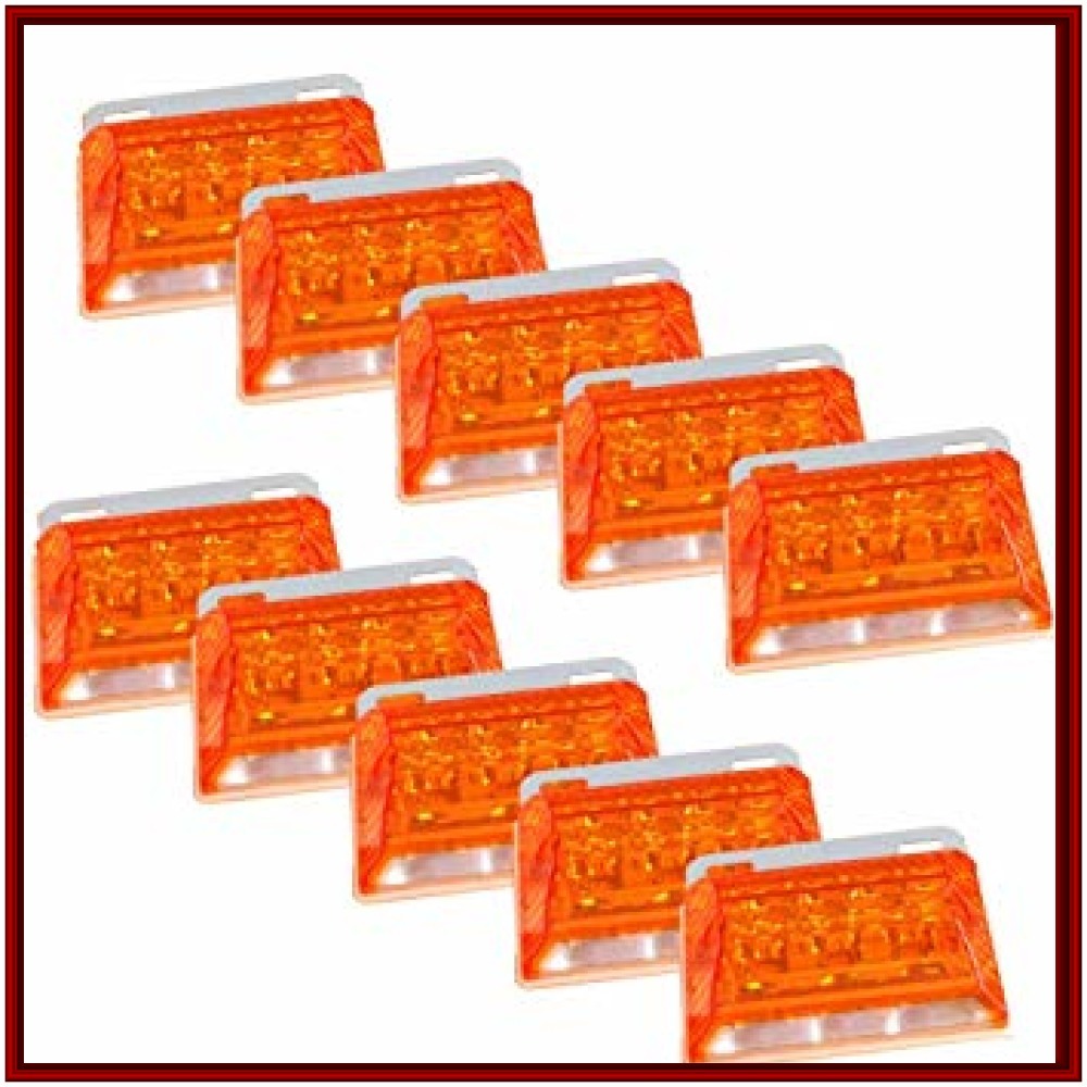 030_オレンジ 10個 morytrade トラック 用品 マーカー ランプ 24V LED 角 サイド バス アンバー ダ