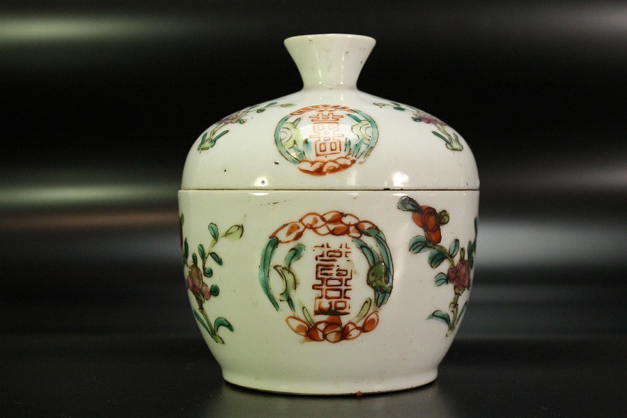 新作，低価 【金閣】中国美術 色絵 花卉吉祥紋 有蓋 碗 蓋物 盒 在銘