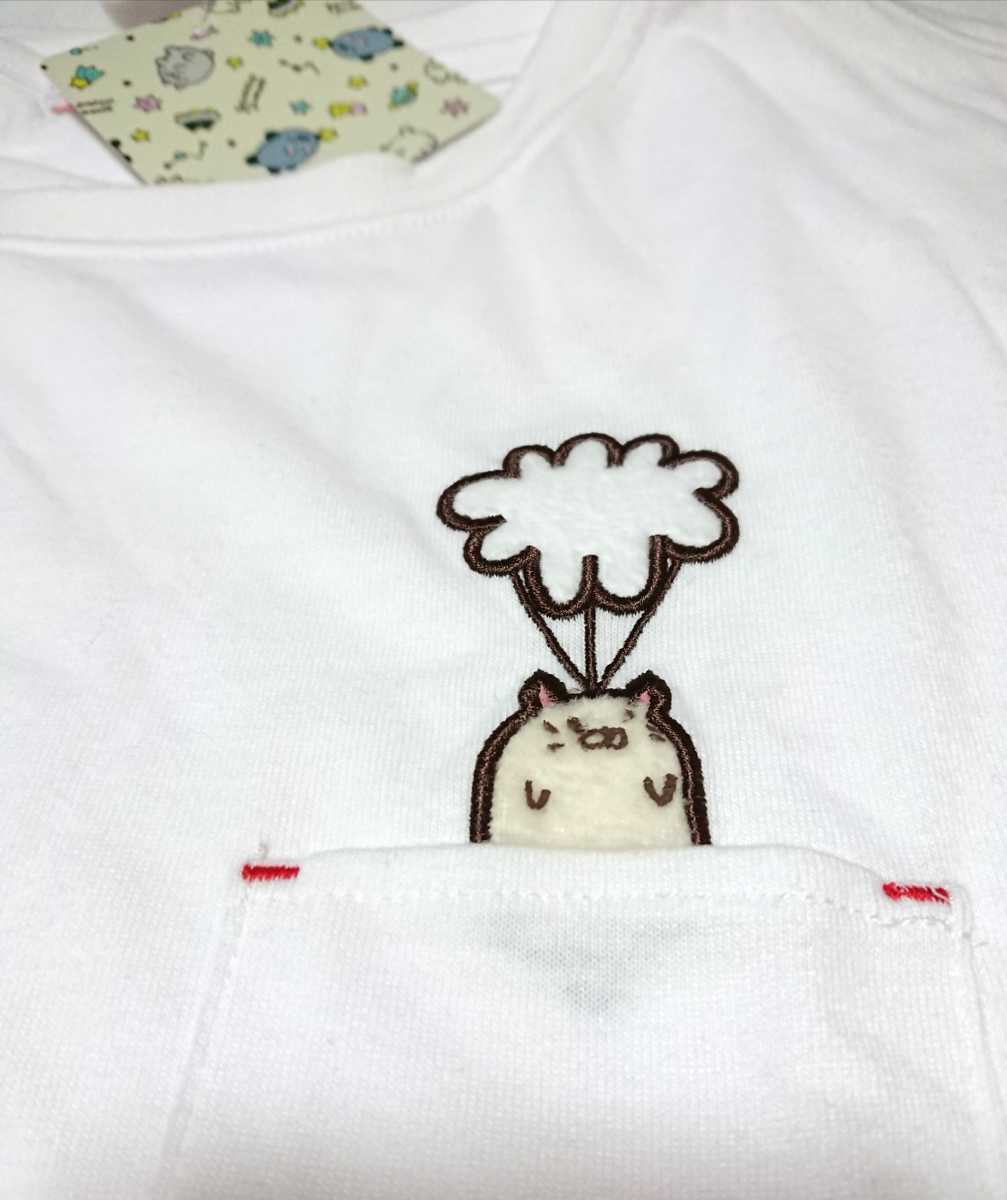 ごろねこサミット 胸ポケット アップリケ 刺繍 Tシャツ LL タグ付き 