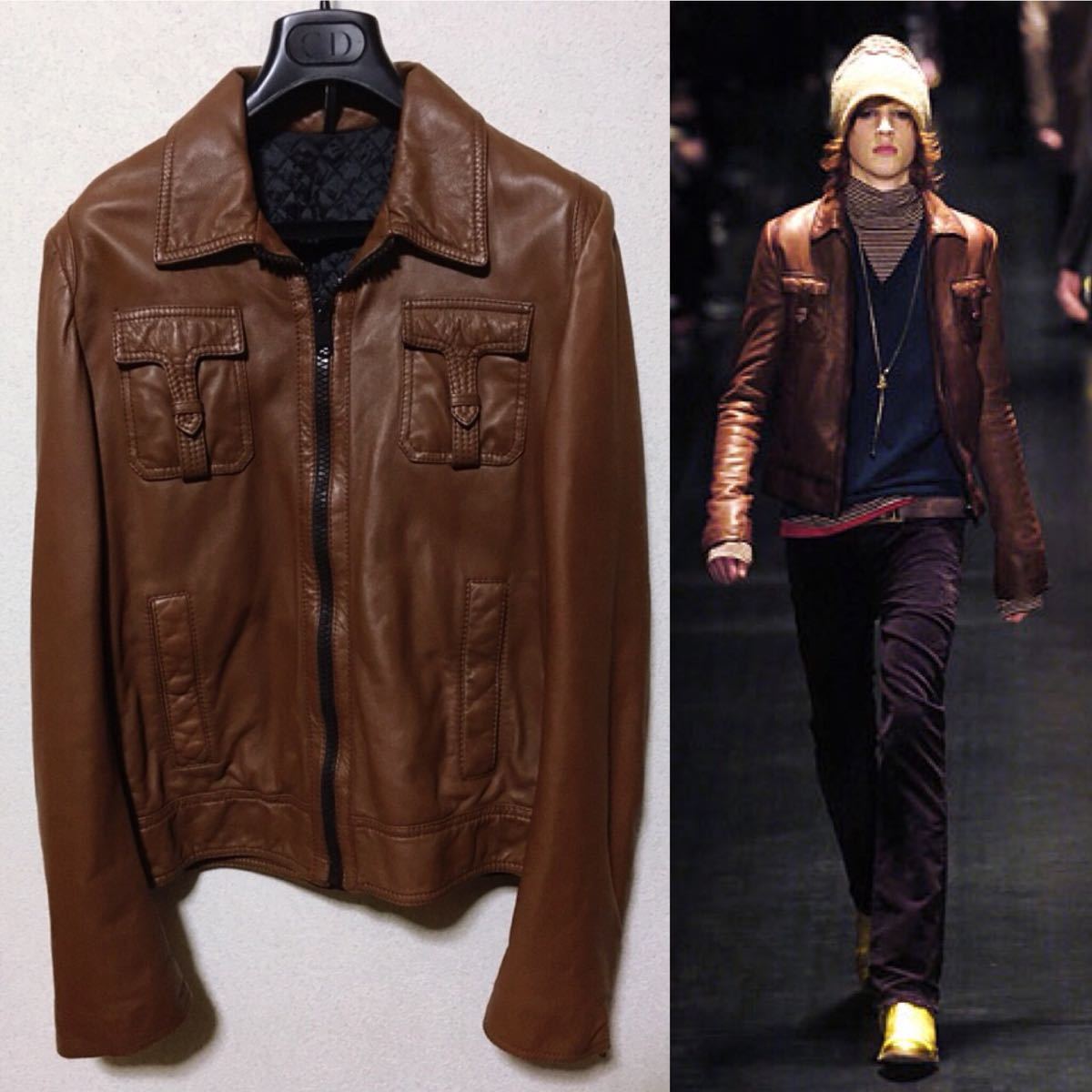 Dior Homme 05AW Yahoo!オークション グラム期 ボアレザージャケット 