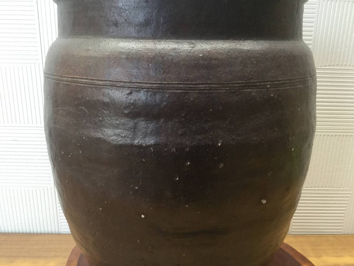 古い唐津焼の甕 50cm 水瓶 睡蓮鉢 水甕 メダカ 傘立て 園芸用品 古い