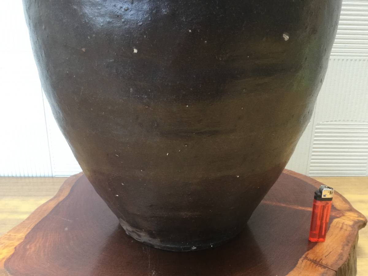 古い唐津焼の甕 50cm 水瓶 睡蓮鉢 水甕 メダカ 傘立て 古い唐津焼の甕