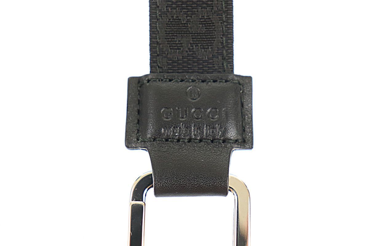 グッチ GUCCI キーリング キーホルダー GGキャンバス ブラック 中古SA