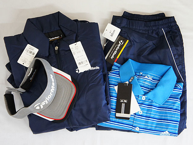  7409 ゴルフウエア 品 テーラーメイド TaylorMade 上下 ジャケット パンツ ネイビー サイズO 半袖Ｔシャツ サンバイザー付(テーラーメイド)｜売買されたオークション情報、yahooの商品情報をアー ジャンパー、ジャケット