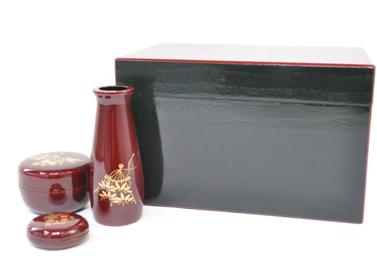 利休茶箱 茶道具 茶器⁄茶道具 茶箱 : 利休茶箱セット青面朱 青面朱 溜 