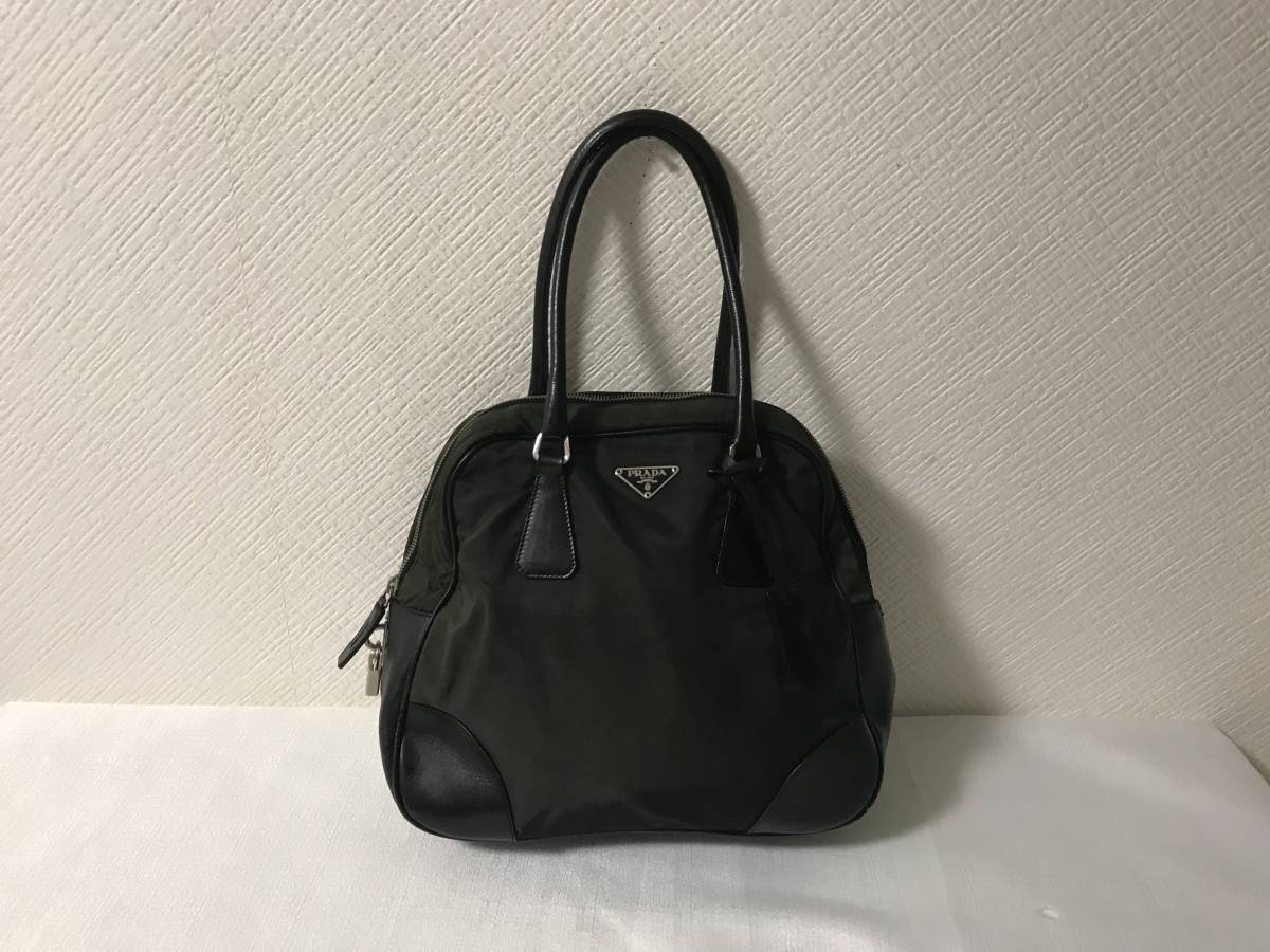 爆買い，正規品 本物プラダPRADA本革レザーナイロンミニボストンバッグ 