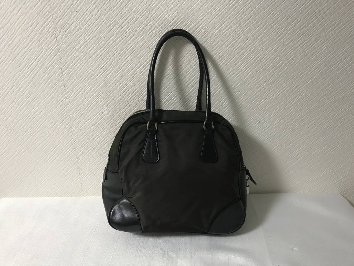爆買い，正規品 本物プラダPRADA本革レザーナイロンミニボストンバッグ 
