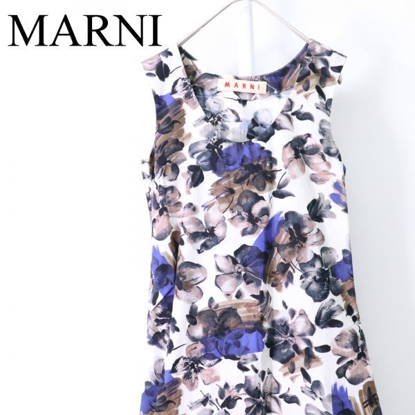 ブランド別 MARNI ノースリーブブラウス 38 花柄 総柄 イタリア製 