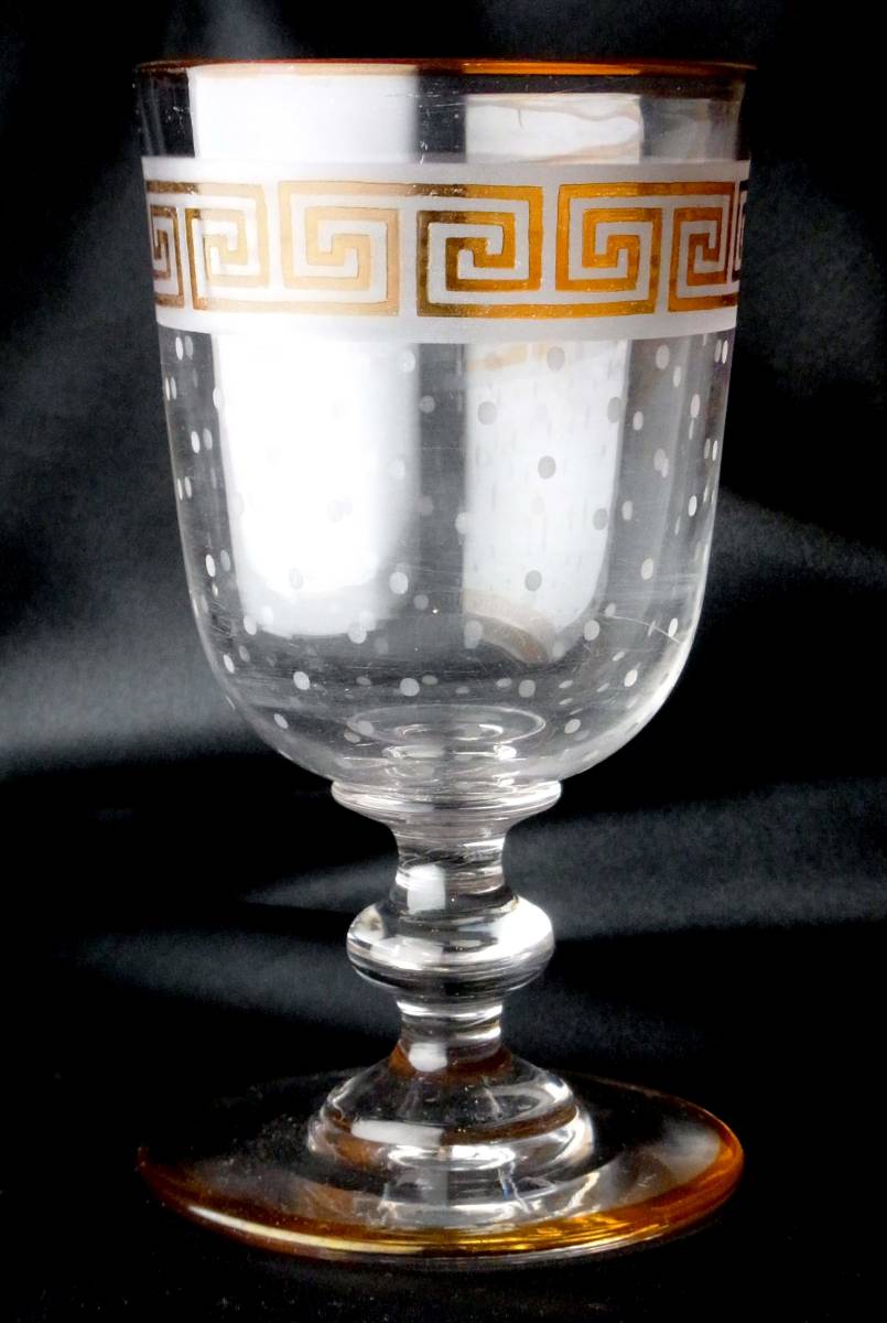 SALE，2026 稀少 OLD BACCARAT ST LOUIS バカラ サンルイ 19世紀後期頃 グリークパターン アンティーク 被せクリスタル 脚付きグラス 上質クリスタル(クリスタルガラス)｜売買されたオークション情報、yahooの クリスタルガラス