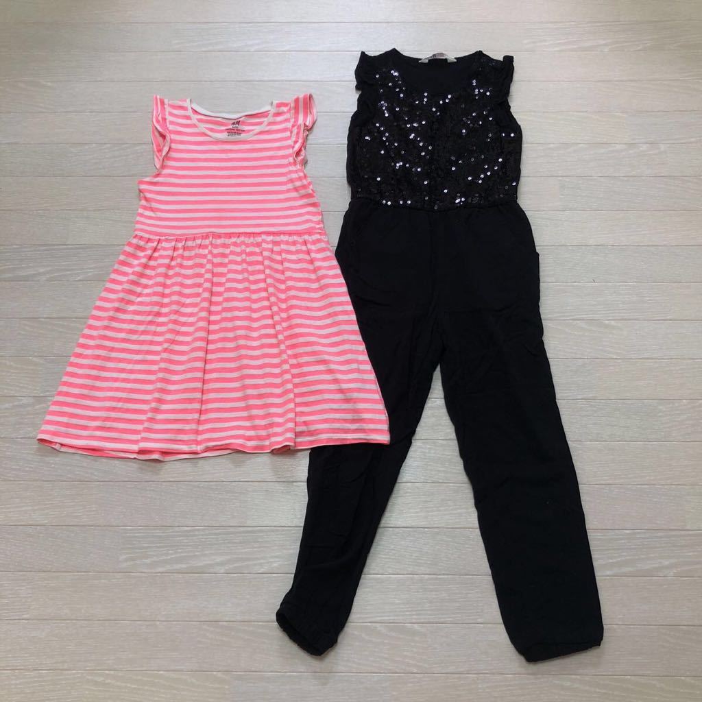 H M エイチアンドエム キッズ 女の子 ワンピース サロペット オールインワン 2枚セット サイズ130 女の子用 売買されたオークション情報 Yahooの商品情報をアーカイブ公開 オークファン Aucfan Com