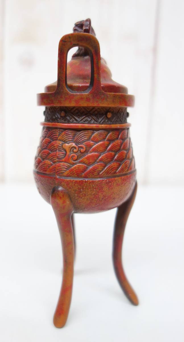 白銅 香炉 計２点 獅子型 正晴 作 ４足耳付 香道具 中国美術 香炉 / 銅製 / 獅子 / 三足香炉 / 脚付き / 銀象嵌 / 双耳 / 銅器 / 香