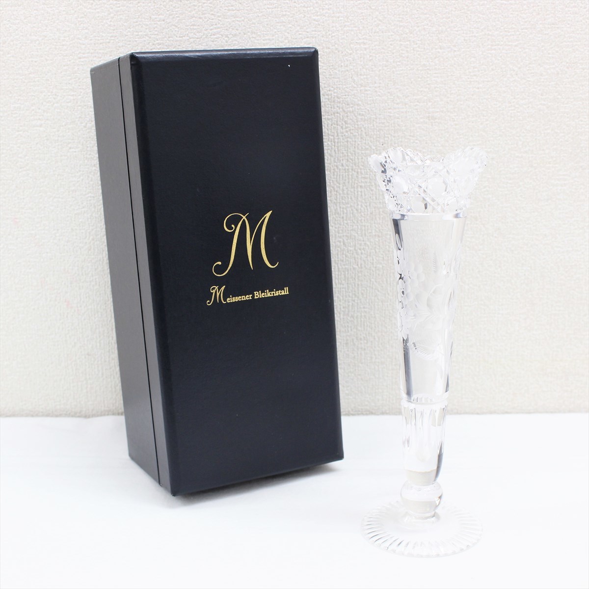Meissener Bleikristall マイセンクリスタル 花瓶 花器 フラワーベース 一輪挿し 箱付き 保管品