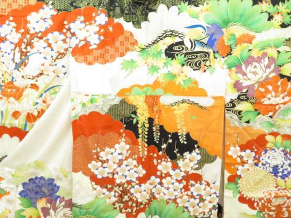宗sou 振袖 金駒刺繍 雲取りに鴛鴦・四季花文 着物 花美人□極上 振袖