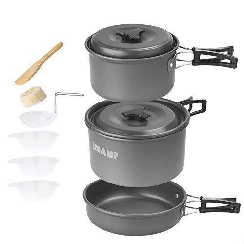| キャンプ キャンプクッカーセット アウトドアクッカーキャンプ用品 防災 クッカーセット 食器 9点セット アウトドア クッカー 登山用鍋 EZCAMP アウトドア9点セット キャンプクッカー - キャンプクッカーの通販