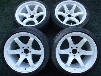 SHOGUN WHEELS WHITEセット！タイヤ新品！ER34.ドリ車にも！｜自動車 