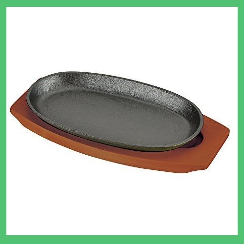 大人気 パール金属 ステーキ皿 鉄板 24cm 小判型 ハンドル付 HB-3025 木製 プレート_1