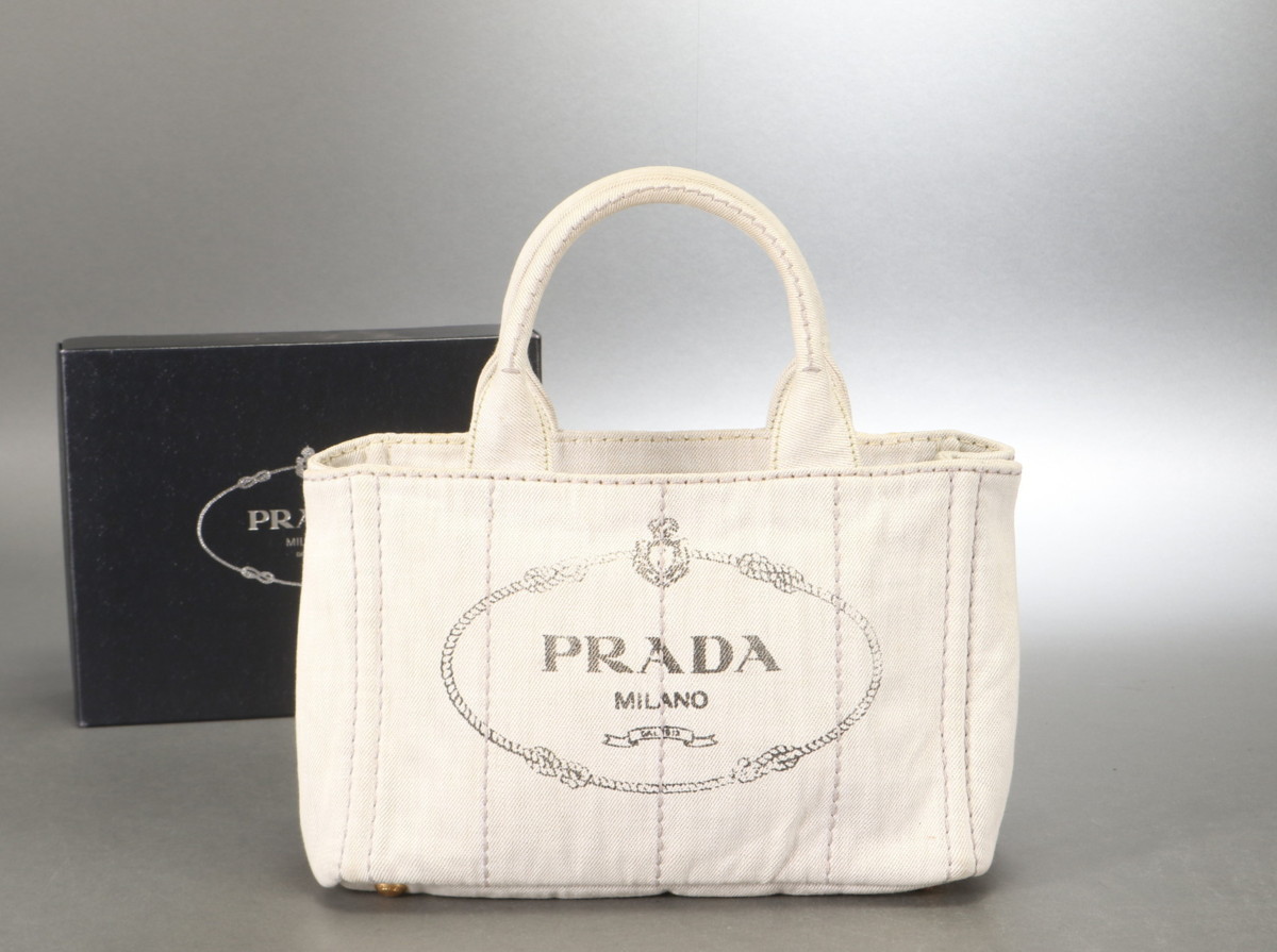 カナパ デニム プラダ ハンドバッグ トートバッグ 良品PRADA 三角 