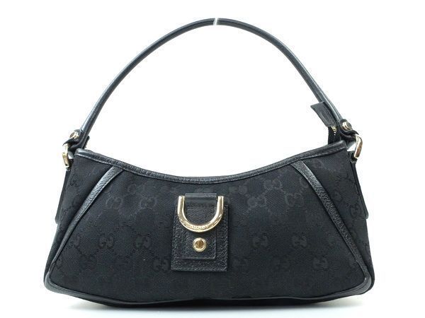 大人気，爆買い 期間限定 超 GUCCIグッチ GGキャンバス ロゴ金具 ワンショルダーバッグ レザー 黒ブラック(かばん、バッグ)｜売買されたオークション情報、yahooの商品情報をアーカイブ公開 - オークファン かばん、バッグ