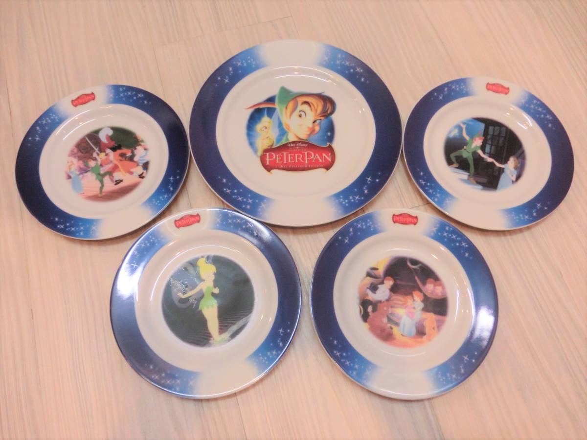 ディズニー ピーターパン◇絵皿 5枚セット 食器 陶器 お皿 非売品 