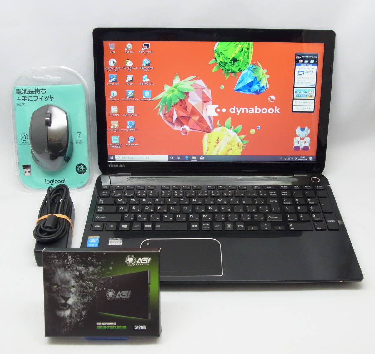 Toshiba T554/67KB・15.6型ワイド（16:9）HD・Core i7-4700MQ・新品SSD 512GB・メモリ 8GB・Windows 10・Office 2019・WEBカメラ・Blu-ray