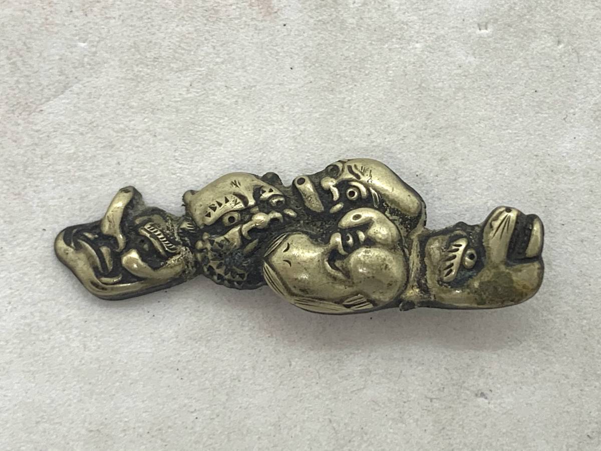 縁頭 刀装具 赤銅 金銀象嵌 検（ 赤銅製 金銀象嵌色絵 細工の繊細