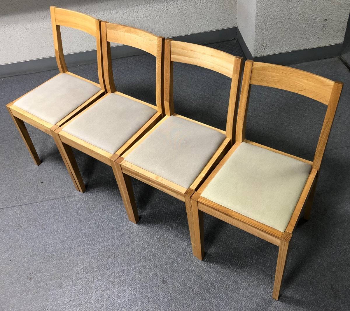 MUJI 無印良品 オーク材 ダイニングチェア 4脚セット 綿平織 中古品 