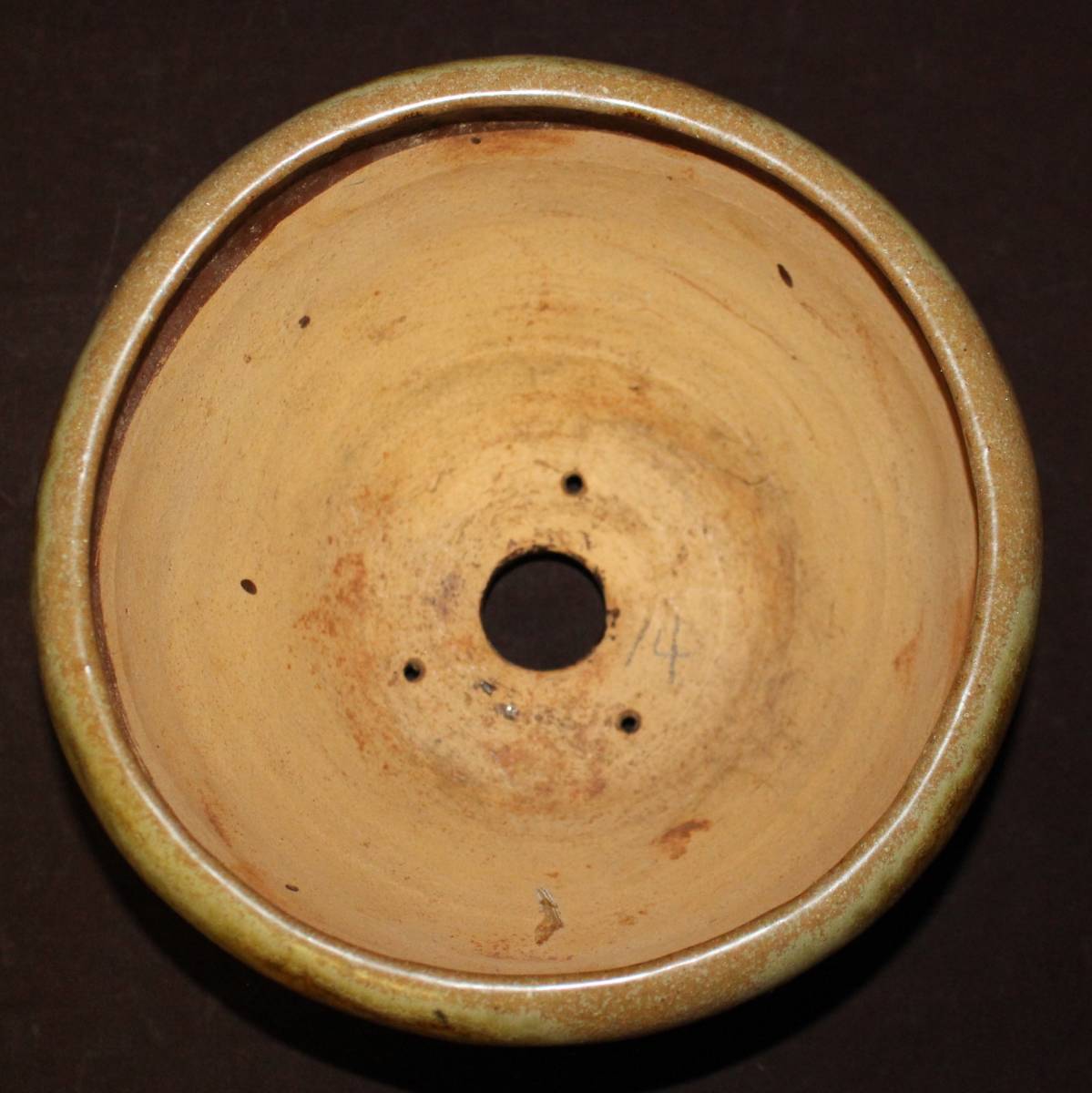盆栽鉢 常滑 秀峰 小型 長辺 約13.5cm 六角鉢 緑釉 釉薬