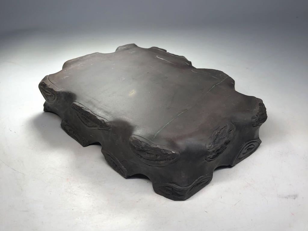 硯 端渓 水岩 梅彫刻硯 本体18*14*3.5cm 天青 端渓硯 文房四宝 書道