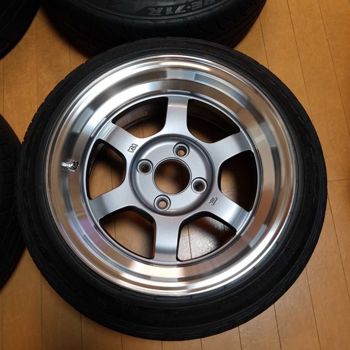 レイズ RAYS TE37V ガンメタ 14インチ PCD100 4穴 7J+18 RE-71R 2本 