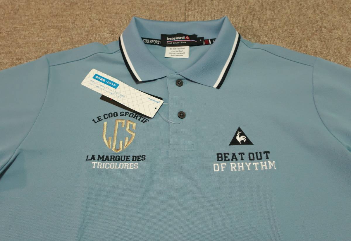 爆買い，大人気 送料198円可能 Lサイズ/ le coq sportif GOLF ルコックゴルフ 吸汗速乾性 UVケア マーキングデザインシャツ ブルー(ルコック)｜売買されたオークション情報、yahooの商品情報をアーカイブ公開 - オー シャツ