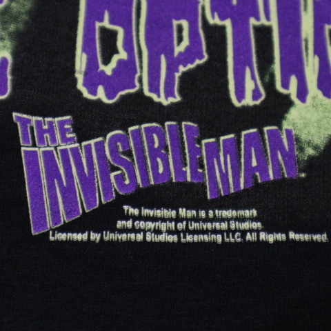 Invisible Man The 透明人間 ムービー 半袖Ｔシャツ T-Shirt Tシャツ INVISIBLE - 長期納期 ブラック ヴィンテージ 映画『透明人間』 InvisibleMan Garbs