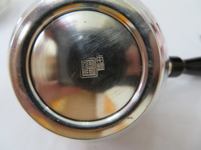 錫半　上錫　茶托 5客 上錫製 【錫半】造 茶器揃 （南錫）横手急須 茶壷 茶托 5
