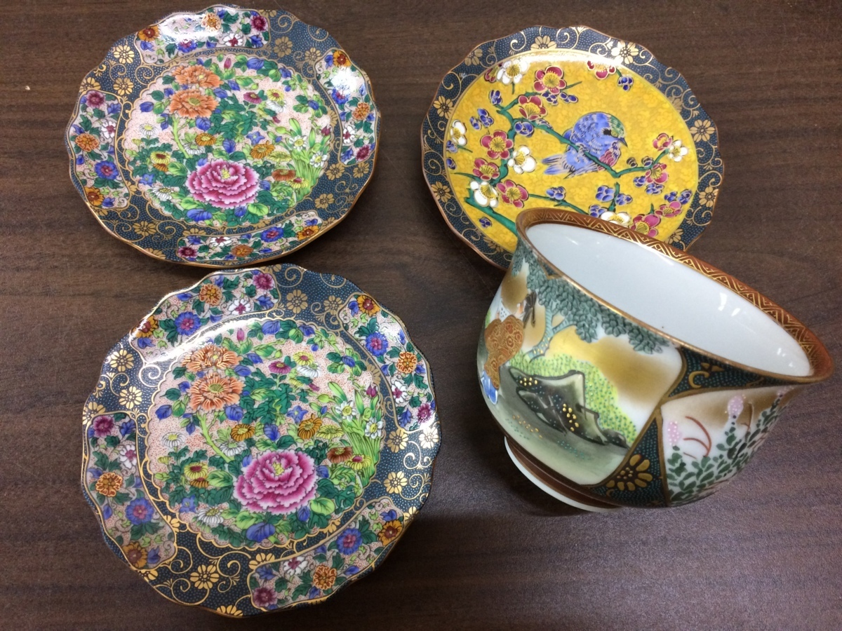 美品中古 ☆保管品☆直接引取歓迎 九谷焼 光仙 隆仙 青郊 陽山 湯呑 皿